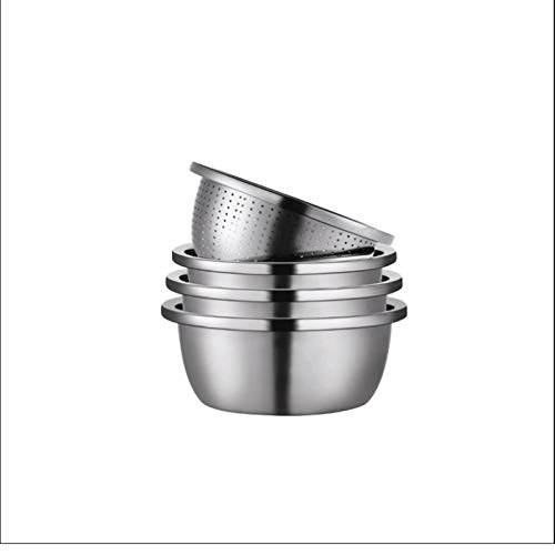 Cuenco mezclador, colador de acero inoxidable 304 y juego de cuencos de cocina, para lavar alimentos, colador de anidación (tamaño: juego de 6 piezas) ()