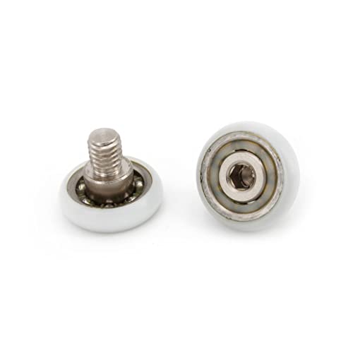 LUNGHEZZA FILETTATURA: 7 mm Cuscinetti Box Doccia VR - Kit 2 Pezzi Rotelle a Sfera in Acciaio Ricambio per Ante Doccia a Scorrimento 19x5.2x15.5 filetto M6 profilo Raggiato
