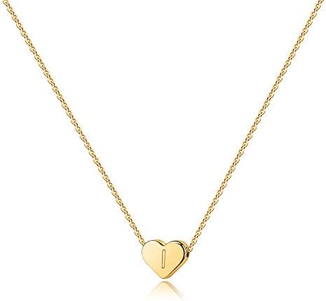Turandoss Christmas Gifts for Grandkids - Tiny 14K Gold Plated Heart Initial A-Z Letter Pendant Necklace Stocking Stuffers for Teen Girls Jewelry
