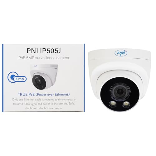PNI Telecamera di sorveglianza IP505J POE, 5MP, Dome, 2,8 mm, per esterni, bianca