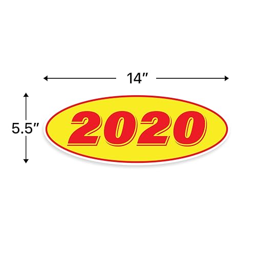 Image of 2020 Car Model Year Windshield Stickers | 14 inch x 5.5 inch Oval Stickers for Car Dealerships, Vehicle Windshields (Pack of 12)