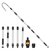 Buyplus Gutter Cleaner Tools from The Ground, Rain Gutter Cleaner Hose Attachment with Extension Poles Up to 8FT, Bendable Gutters Wand | 5 Spray Patterns, Perfect for Garden Hose