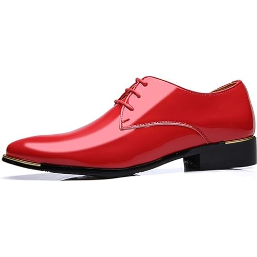 Men's Classic Pointed Toe Patent Leather Dress Shoes - Formal Lace-Up Oxford Business Shoes2