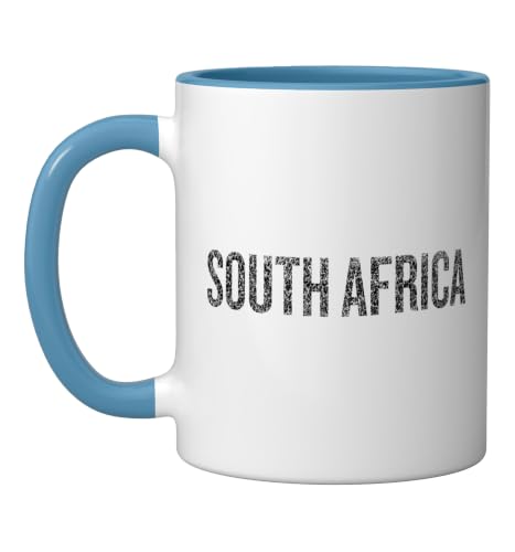 South Africa National Vintage Color Green Ceramic Mug, Blue/White
