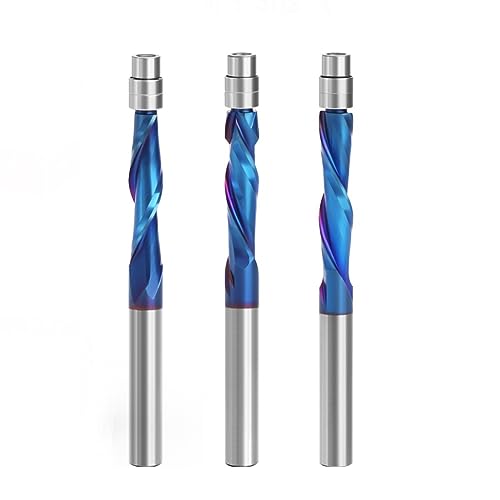 Trvoxviq 3PCS Spiral Flush Trim Router Bit Set,1/4 Inch Shank