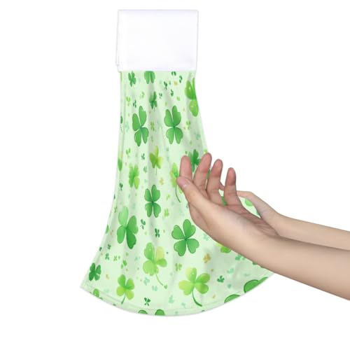 Toallas de mano absorbentes Mexpekil con diseño de trébol verde para secado rápido 6