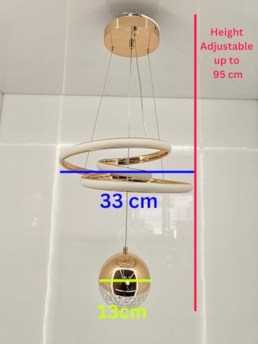 Image of swanart Modern LED Ceiling Pendant Light with Crystal Ball, Spiral Design Chandelier, Dimmable Hanging Lamp for Dining Room, Living Room, Bedroom, Hallway (Gold)