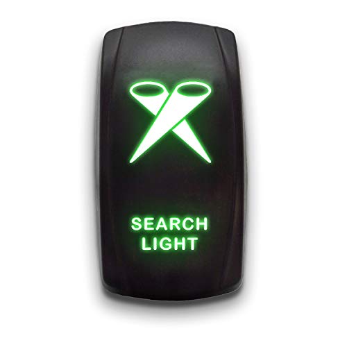 SEARCH LIGHT - Green - STARK 5-PIN Laser Etched LED Rocker Switch Dual Light - 20A 12V ON/OFF