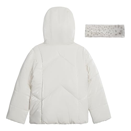 Jessica Simpson Girls' Heavyweight Hooded Puffer Jacket with Cozy Headband Winter Coat3
