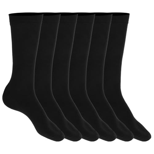 Mens Dress Socks, 3 Pairs Black Crew for Men, Plain Colors Lightweight Classic Cotton Polyester, Soft Cozy Business Casual Breathable Athletic Sports