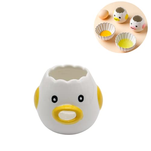RUITASA Práctico separador de huevos, bonito diseño de dibujos animados de cerámica interesante vómitos de yema de huevo pequeña, separador separador para asar pequeñas herramientas de cocina