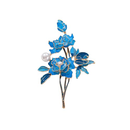 Dainty Flower Brooch Pins for Women Graceful Peony Pearl Enamel