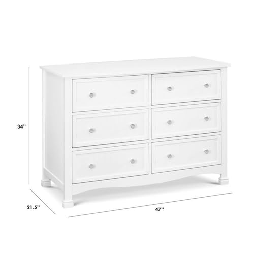 Image of Kalani Baby Dresser for Nursery - GREENGUARD Gold Certified Wooden 6 Drawer Double Dresser - Kids Dresser for Boys and Girls - Multi-Purpose White Dresser for Bedroom, Living Room, and Hallway
