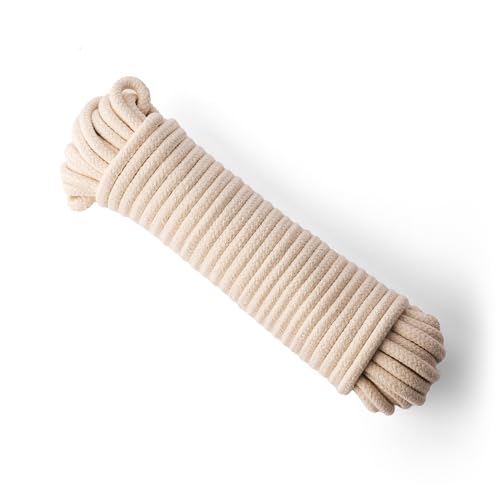 SNURO Cordoncino in cotone Ø 8 mm (spesso), 20 m di lunghezza. Per molti progetti: sacca da ginnastica, felpe con cappuccio, borse, da cucire. Corda in cotone intrecciato – corda – si può annodare e