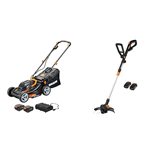 Worx WG743 40V Power Share 4.0Ah 17´´ Cordless Lawn Mower (Batteries & Charger Included) & Worx WG170 GT Revolution 20V 12 Inch Grass Trimmer/Edger/Mini-Mower (Batteries & Charger Included)