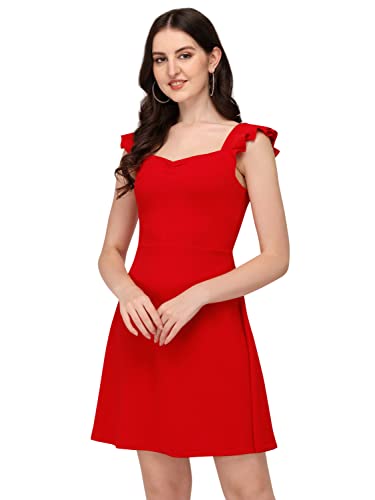 Image of Mehrang Fashion Western Dress || Stretchable Solid Sleeveles Frill Dress for Women || Western Dresses for Women || Dress for Women|| Summer Short Dresses for Women