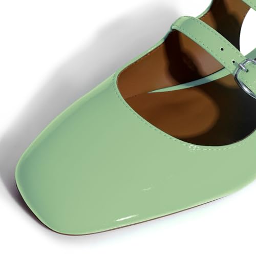 Image of anteikira Women's Round Toe Slingback Flats Closed Toe Double Strap Mary Jane Flats for Women 1 Inch Heel Dress Shoes Low Heel Causal Work Office Pumps for Women Size 5.5-12US