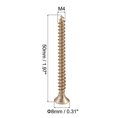 Tornillos para madera uxcell M4 x 50 mm cabeza plana 200 unidades miniatura 2
