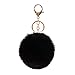 Pom Pom Keychains Colorful Faux Rabbit Fur Ball Keychain Car Key Ring Soft Plush Pompoms Handbag Keyring Charm-black