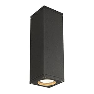 SLV THEO UP/DOWN | Beleuchtung von Garten, Terrasse, Fassade, Hauswand, Eingangsbereich, Aussen-Leuchte, Außen-Strahler, LED Strahler | IP44, anthrazit, eckig, 2xGU10