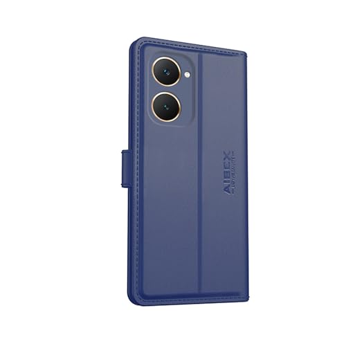 Image of AIBEX Compatible for iQOO Z9 Lite 5G / Vivo Y28S 5G / Vivo T3 Lite 5G / Vivo Y18 4G / Vivo Y18e 4G / Vivo Y18i 4G Flip Cover Leather Finish | Inside TPU with Card Pockets | Wallet Stand -Blue
