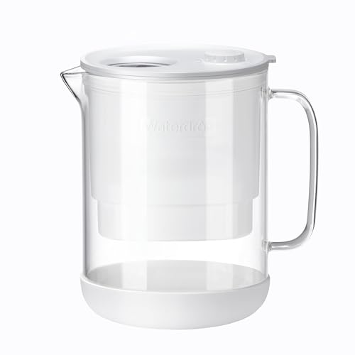 Waterdrop 𝐆𝐥𝐚𝐬𝐬 Water Filter Jug, 1.5L Water Filter Jug with 2 Months’ Filter, NSF 53&42&372 Certified, Reduces PFOA/PFOS, Chlorine, Cadmium, Copper, Mercury, WD-PT-72W