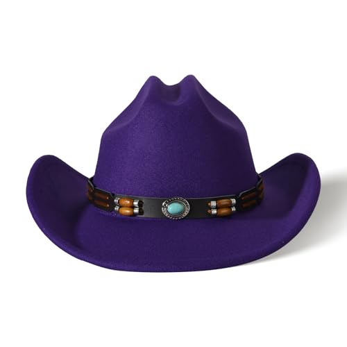Image of Willheoy Kids Cowboy Hat for Girls Boys Western Cowgirl Hat with Buckle Belt Unisex Wide Brim Fedora Hat Dress Up Costume