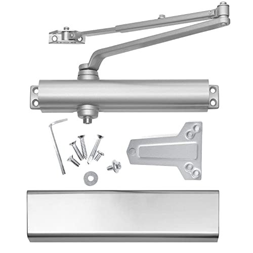 Clg Hardware Heavy Duty Commercial Door Closer Dc8016 - Slim Line - Surface Mounted, Grade 1- Ada & Ul 3 Hour Fire Rated, Adjustable Size 1-6 For Entrances & Aluminum Storefronts - Us26D Aluminum #TOP7