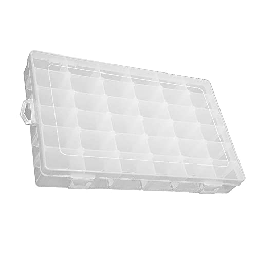 Boîte de rangement transparente à 36 grilles avec compartiment, en plastique, pour rubans washi, artisanat, perles, bijoux, petites pièces