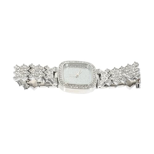 DEARMAMY Reloj De Mujer con Diamantes Elegante Reloj De Dama Reloj para Mujer Reloj Elegante Reloj Casual De Mujer Reloj Adornado con Diamantes De Imitación Silver Acero Inoxidable