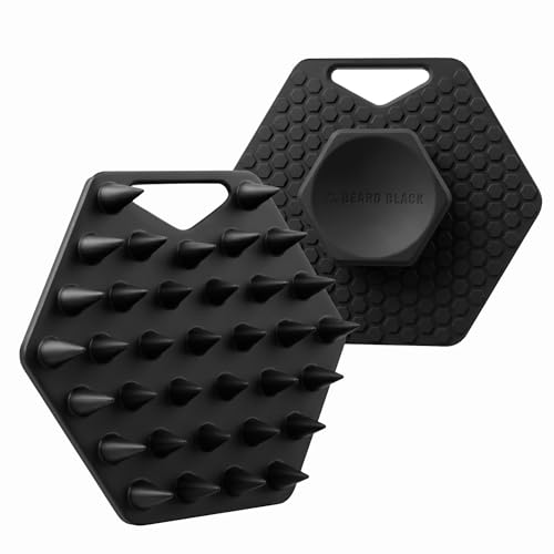 The BEARD BLACK Silicone Beard Scrubber - Deep Cleansing Beard Brush for Men - Manual Exfoliating Face Scrubber for Beardruff & Flake Removal - Soft Touch Grooming Tool for Shower & Travel