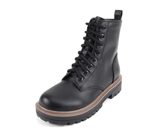 Image of Soda FIRM - Lug Sole Combat Ankle Bootie Lace up w /Side Zipper