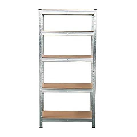 Silver Colour 180cm x 90cm x 40cm 5 Tier Heavy Duty Metal Shelving, Racking Storage Unit, 875KG Capacity Garage Shed Storage Shelving Units Cover