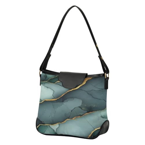 Sac à bandoulière pour femme motif marbre vert gris grand format voyage