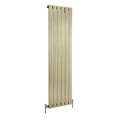 Milano Alpha Brushed Brass Vertical Single Flat Panel Radiator - 1600mm x 450mm