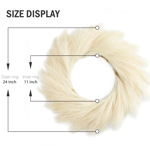 Pinkpum Pampas Grass Wreath, 24'' Fall Wreath For Front Door thumb #2