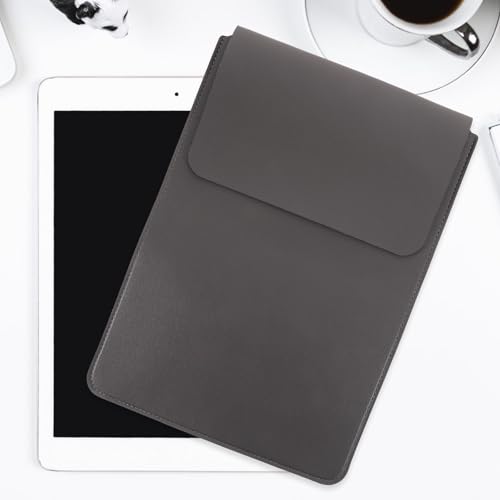 Funda para portátil de cuero PU de 14 pulgadas gris oscuro miniatura 6