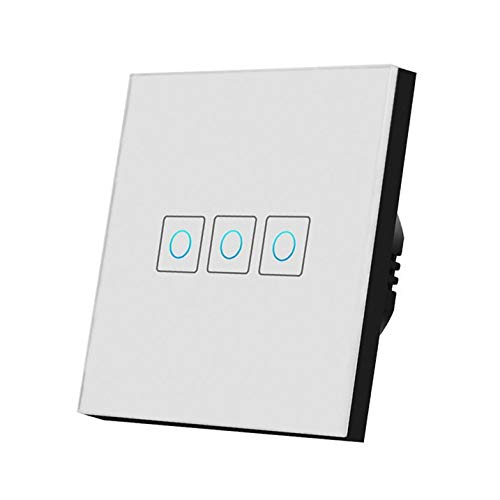Interruptor de luz inteligente de vidrio templado | Interruptor de luz táctil multicolor estándar de la UE 1 2 3 Gang(Ng White 3 Touch)