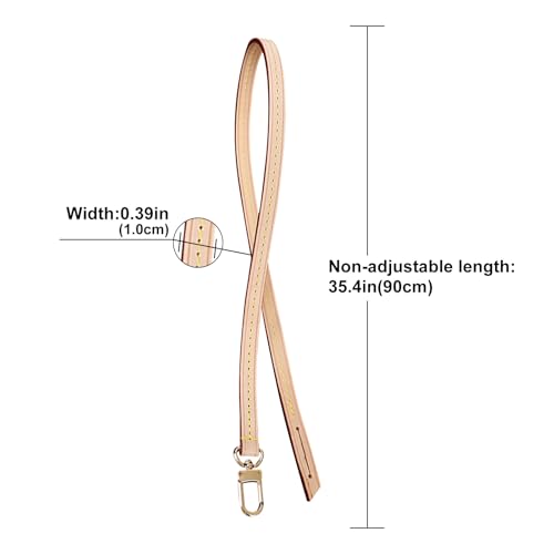 Image of Genuine Vachetta Leather Shoulder Bag Strap Replacement for Handbag or Purse(Apricot-Width:0.39in&Length:35.4in,Single Buckle)