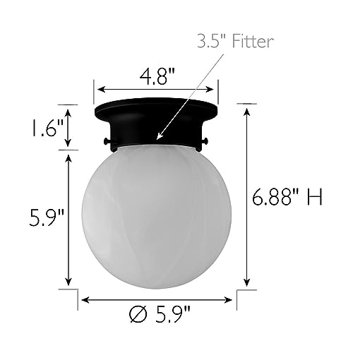 Image of Design House 588483 Traditional 1 Indoor Ceiling Mount Globe Light Dimmable, for Bedroom Dining Room Kitchen, Without Pull Chain, Matte Black