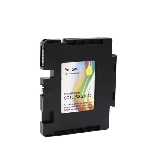 HJXcTRH 1Set SG500 Sublimation Ink Cartridge With Updated Chip Compatible With SG500 SG1000 Printer Models Plug And Play No Serial Number(SG500-Y)