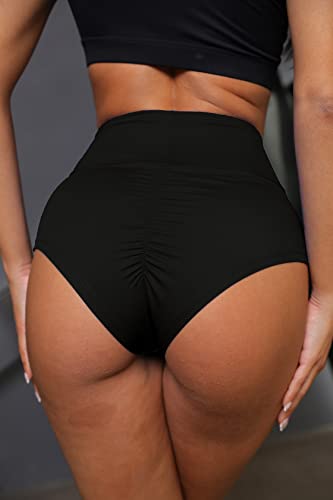 Bzb Women's Booty Shorts High Waist Yoga Pants Gym Running Workout Shorts Butt Lifting Hot Pants Black #TOP1