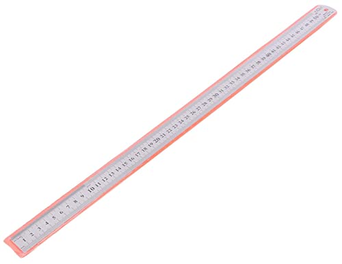 Generico Regla métrica de acero inoxidable con ranura derecha de 50 cm. Útil y práctica
