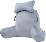 Reading Pillow for Bed Sitting, 31" Extra Large Backrest Pillow | Adjustable Neck Roll with Grey Adult Back Pillow for Sitting Up in Bed or Couch, Reading, Watching TV, Gaming and Relaxing