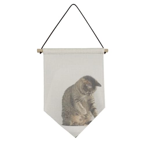 Drapeau en toile chat de qualité supérieure avec support bois