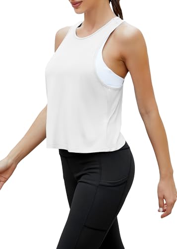 Bestisun Workout Tops for Women Split Back Cropped Yoga Athletic Sports Shirts4