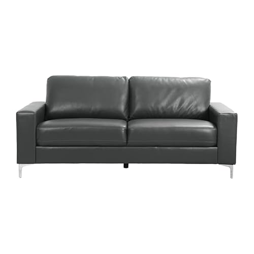 Homelegance Track Arm Sofa With Metal Accent Leg Leather Gel Match, Grey #TOP1