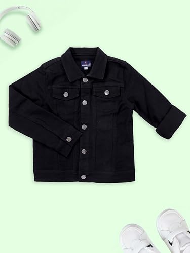 Image of KiddoPanti Boys Denim Jacket | Cotton Poly Blend with Spandex | Washed Denim, Full Sleeve | Button Closure & Front Flap Pockets | Collared Neck