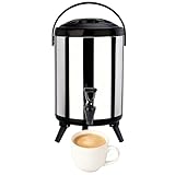 Stainless Steel Insulated Barrel Double Walled Beverage Dispenser with Spigot Keep Hot Water Milk Tea Coffee Juice, Home Party Use 1.59 Gallon