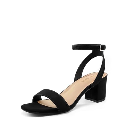 DREAM PAIRS Women's Open Toe Ankle Strap Low Block Chunky Heels Sandals Party Dress Pumps Shoes,Size 7,Black/Suede,CARNIVAL